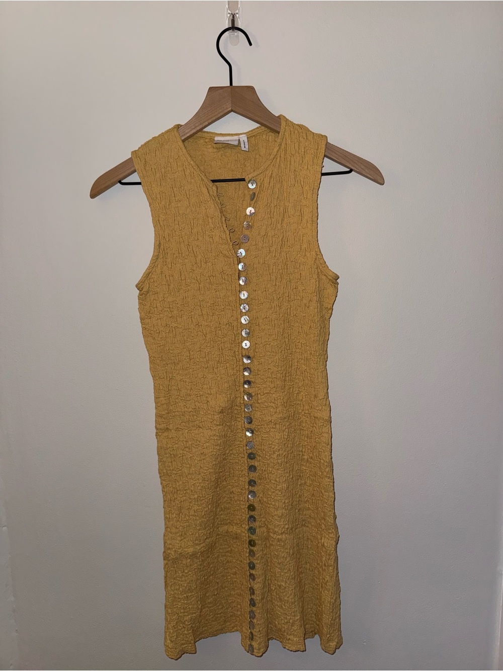 ASOS Sleeveless Button-Front Midi Dress in Mustard